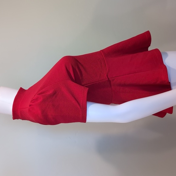 SHEIN Red Short Sleeve High Neck Zip Back Peplum Hem Blouse Size Medium - Picture 3 of 9